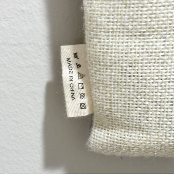 FJTZ Burlap Pillow Cover HOME IS WHEREVER YOU DROP YOUR ANCHOR Ivory Blue 17X17 - Picture 3 of 4